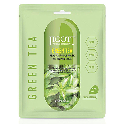 [JIGOTT] Маска тканевая для лица ЗЕЛЕНЫЙ ЧАЙ GREEN TEA Real Ampoule Mask, 27 мл