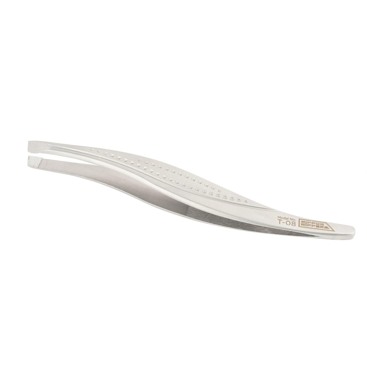 Nippon Nippers. Пинцет для бровей. Скошенный край. Узкий хват. Длина 95 мм.