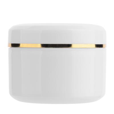 Банка белая пластиковая с золотой полоской, 30мл