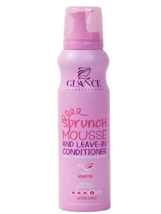 Glance Professional Мусс-Пенка для волос KERATIN Экстра фиксация, 200 мл