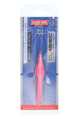 пинцет, косой фуксия, силиконовая вставка Silver star