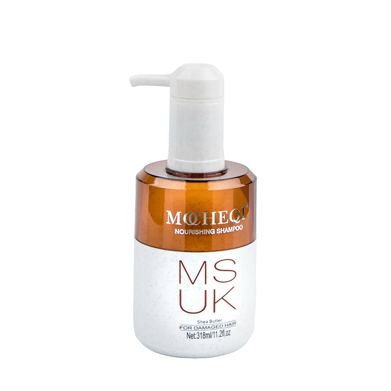 MOCHEQI Шампунь для сухих, повр. волос с гидролизованным кератином и маслом ШИ, 318мл