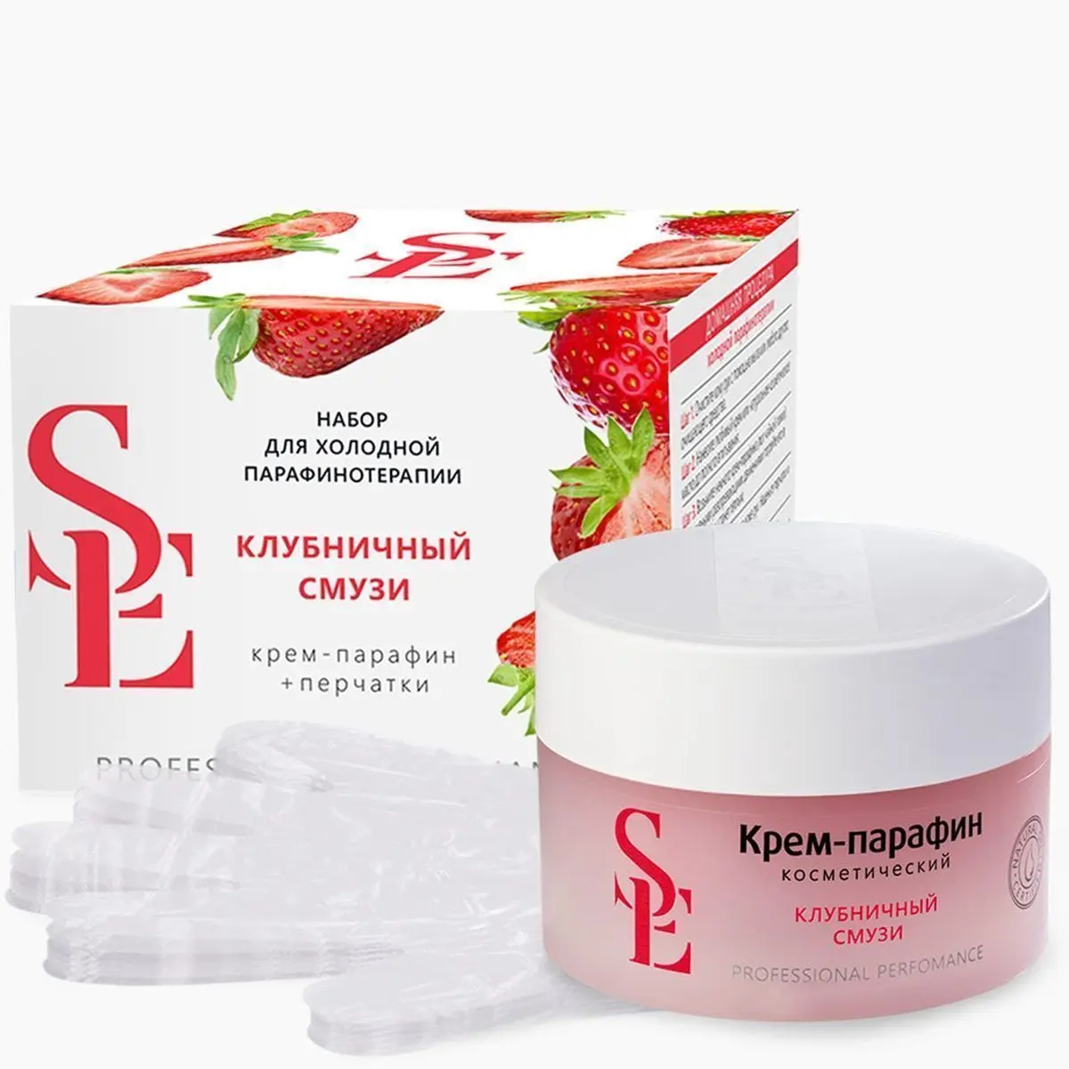 "Start Epil" Набор для холодной парафинотерапии «Клубничный смузи» (крем-парафин + перчатки), 1шт