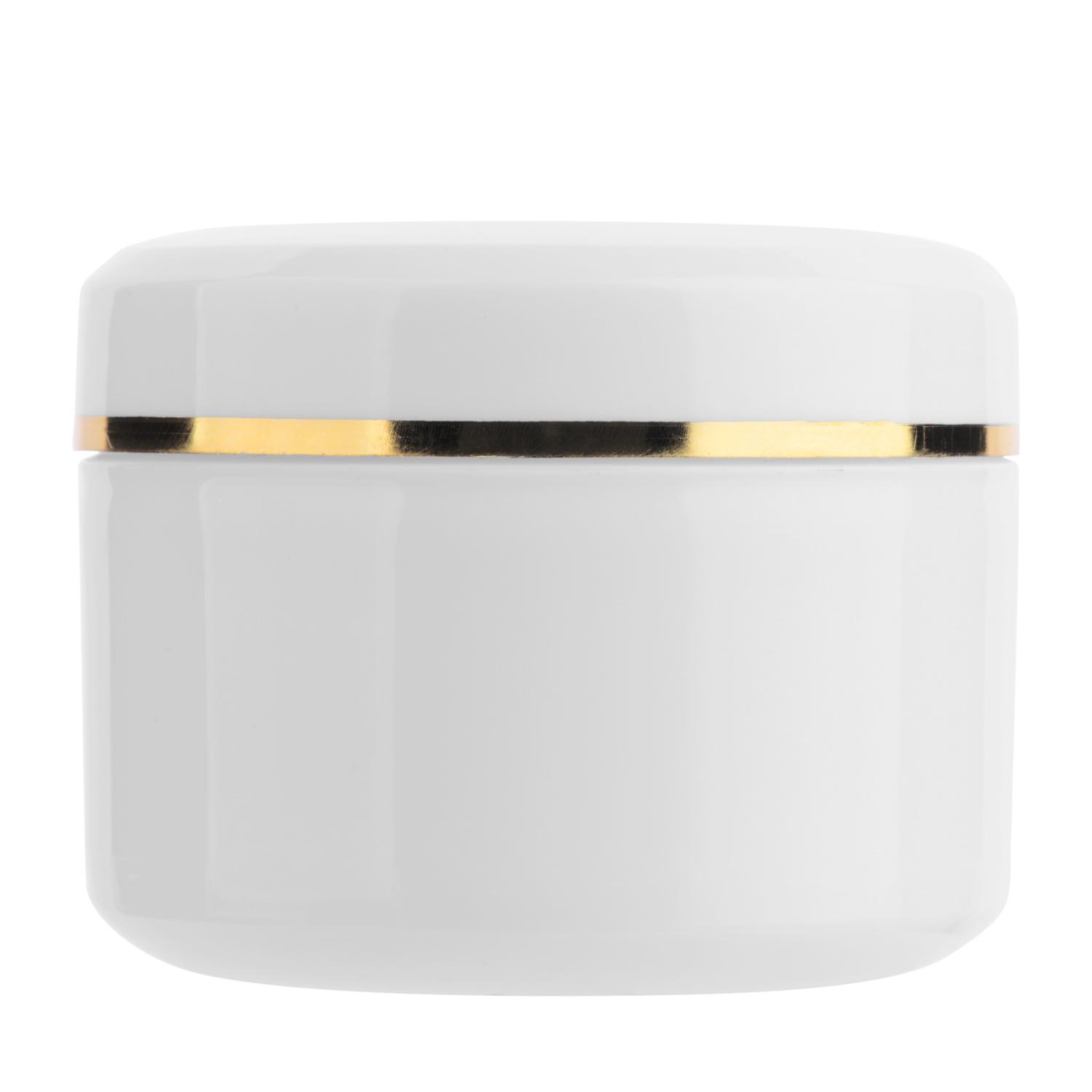 Банка белая пластиковая с золотой полоской, 30мл