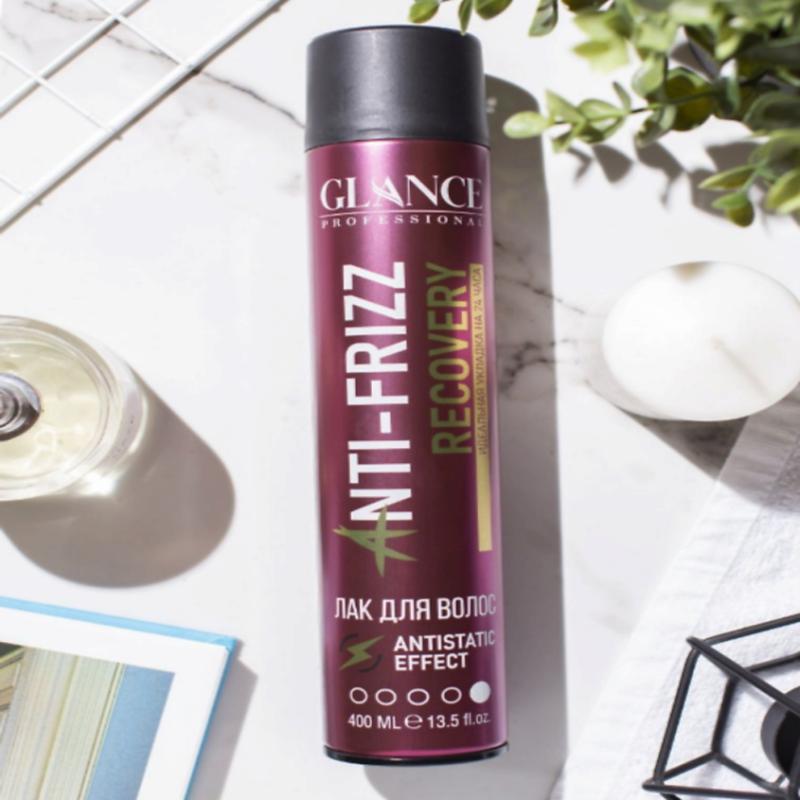 Glance Professional Лак для волос ВЛАГОСТОЙКАЯ ФИКСАЦИЯ Anti-Frizz Recovery, 400 мл