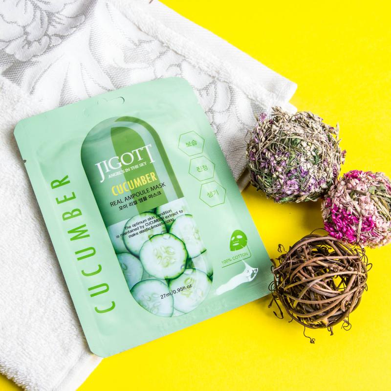 Тканевая маска для лица ОГУРЕЦ CUCUMBER Real Ampoule Mask, 27 мл