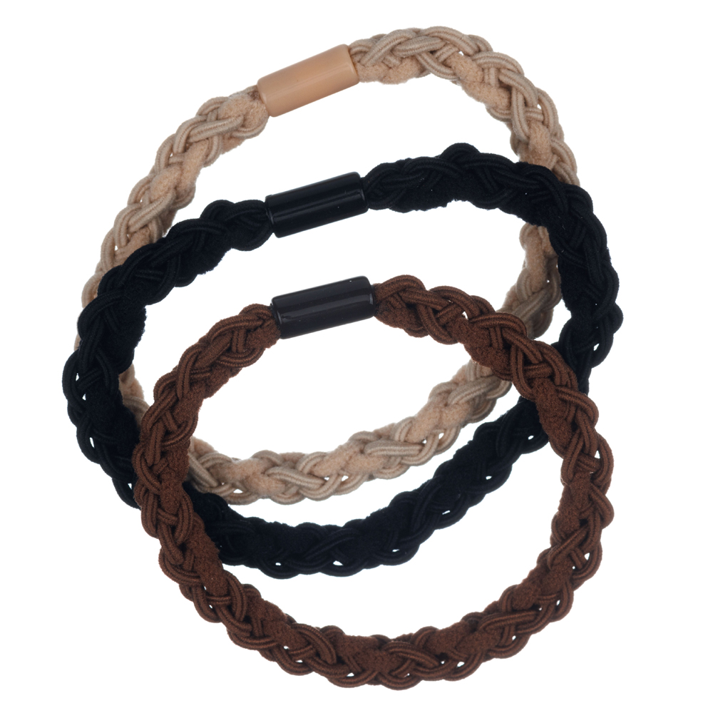 Резинки для волос DEWAL, бежевый/коричневый/черный 3 шт/уп
