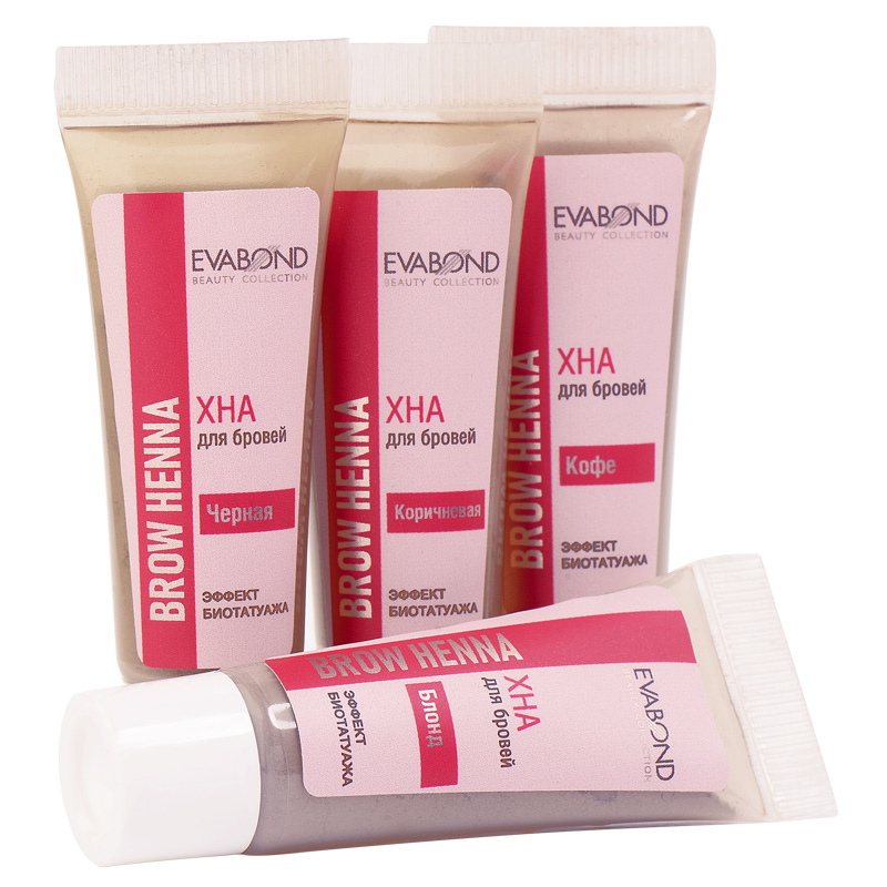 Хна для биотатуажа бровей, 4гр EVABOND (01 Черная)