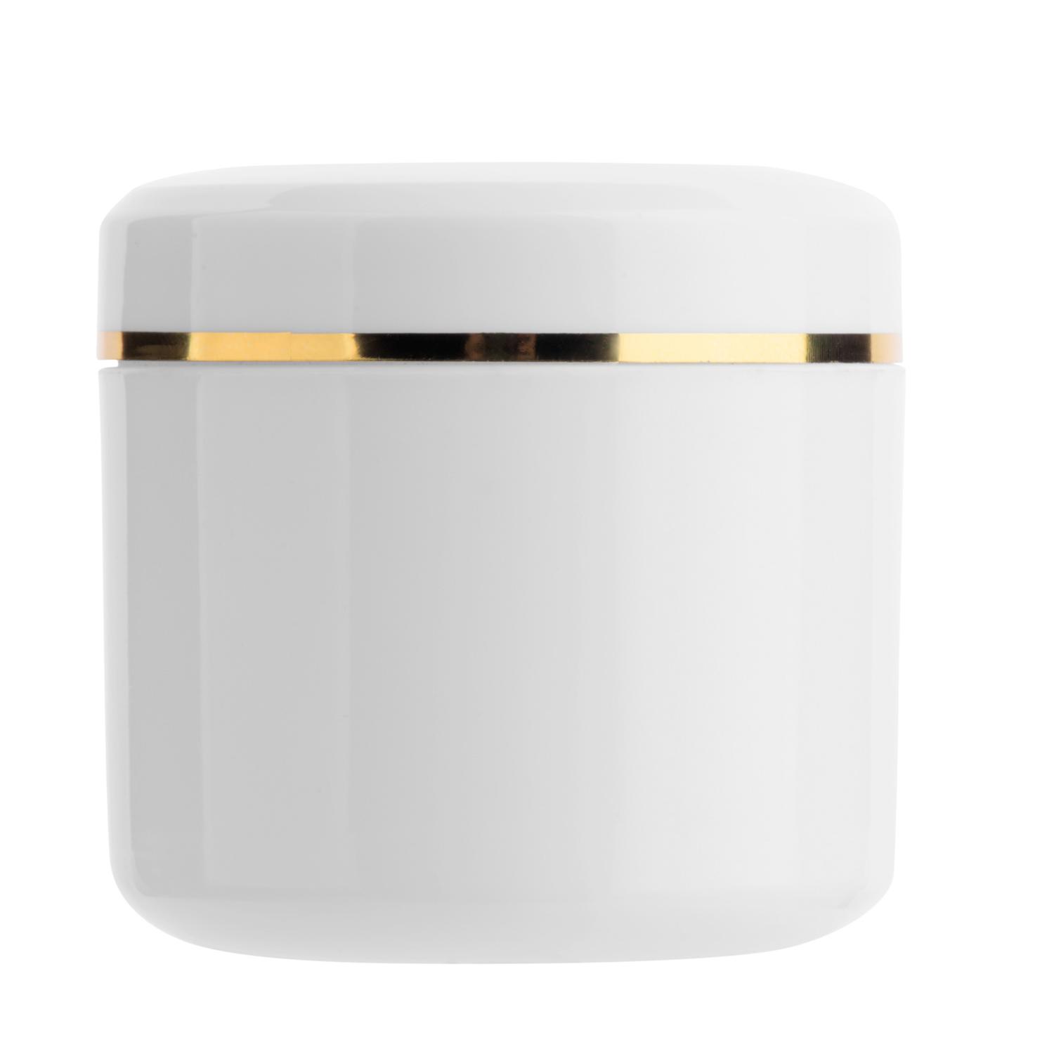 Банка белая пластиковая с золотой полоской, 50мл
