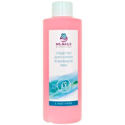 Средство для снятия всех видов лака с ацетоном 1000мл (розовая)