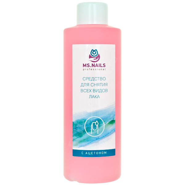 Средство для снятия всех видов лака с ацетоном 1000мл (розовая)