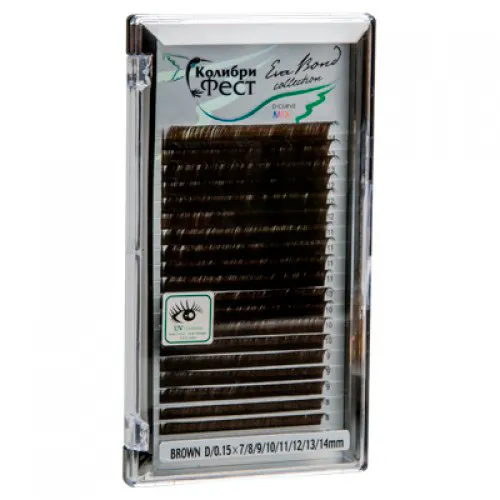 Ресницы на ленте Колибри Фест Eva Bond Collection, 20 линий, CС-изгиб, коричневые, MIX