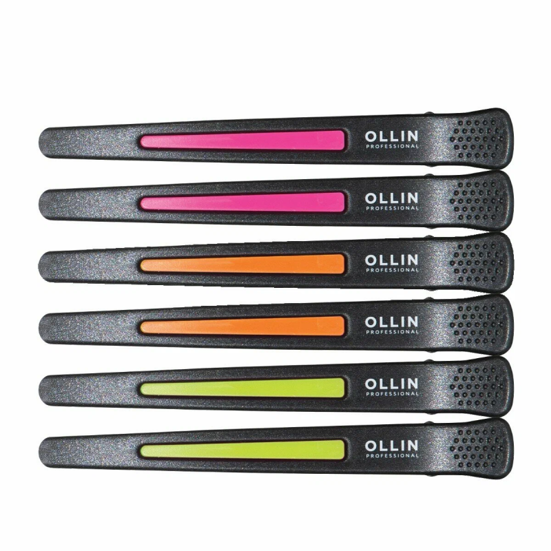 Зажимы пластиковые с квадратными силиконовыми вставками, 6шт OLLIN Professional