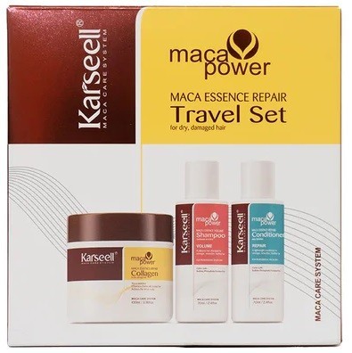 Karseell MACA ESSENCE REPAIR TRAVEL SET Набор Шампунь для объема 70мл+ Кондиционер 70мл+маска 100мл)