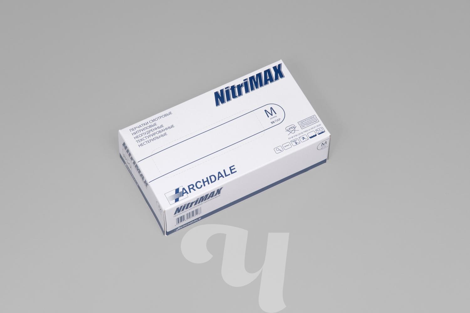 Перчатки нитриловые разм. М 100шт(50пар) белые