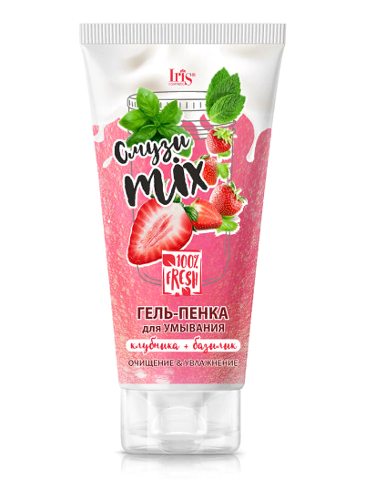 Iris СМУЗИ mix Гель-Пенка для умывания КЛУБНИКА и БАЗИЛИК, 170г